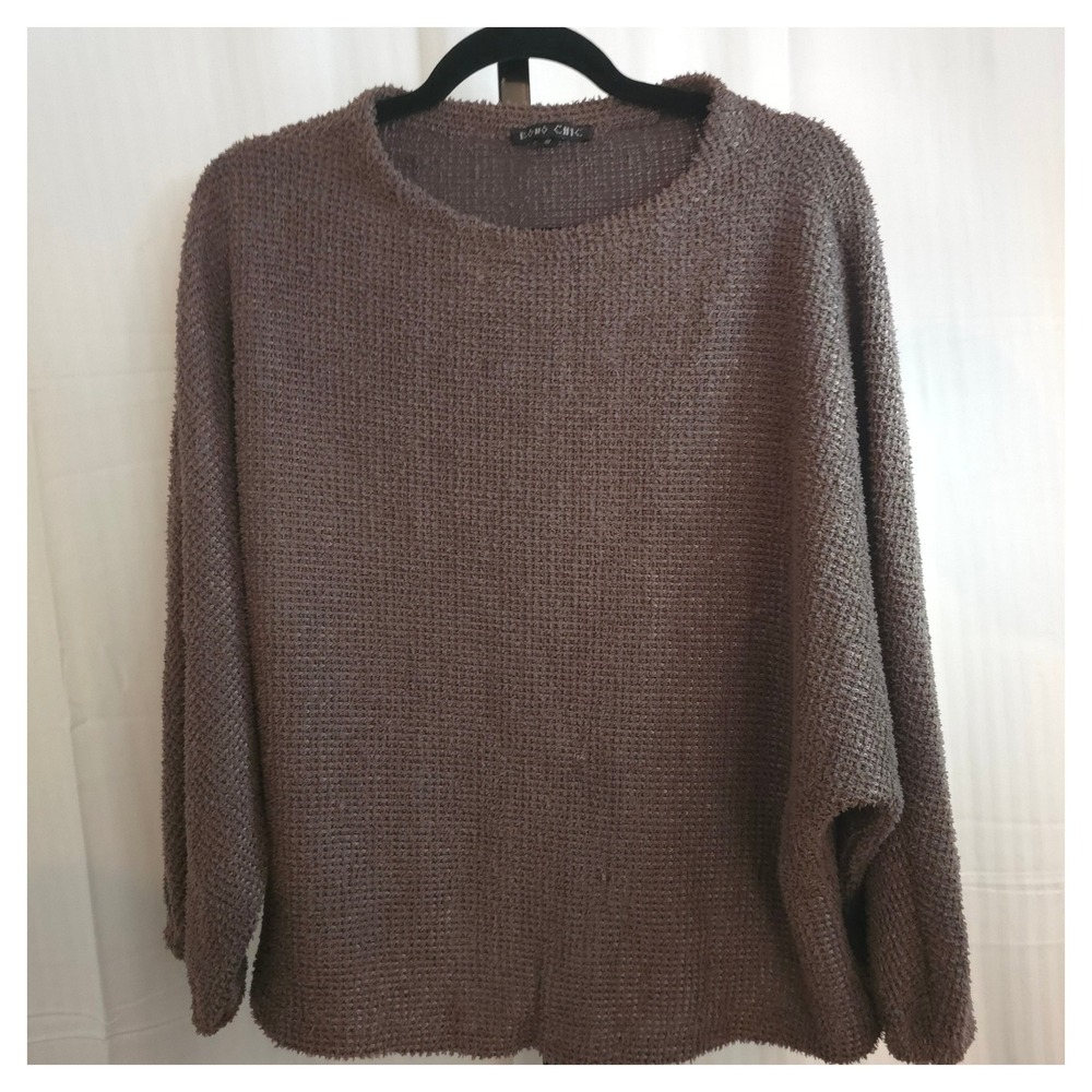 Bouclé Textured Knit Sweater Taupe Brown Minimalist Cozy Neutral Layering Sequin